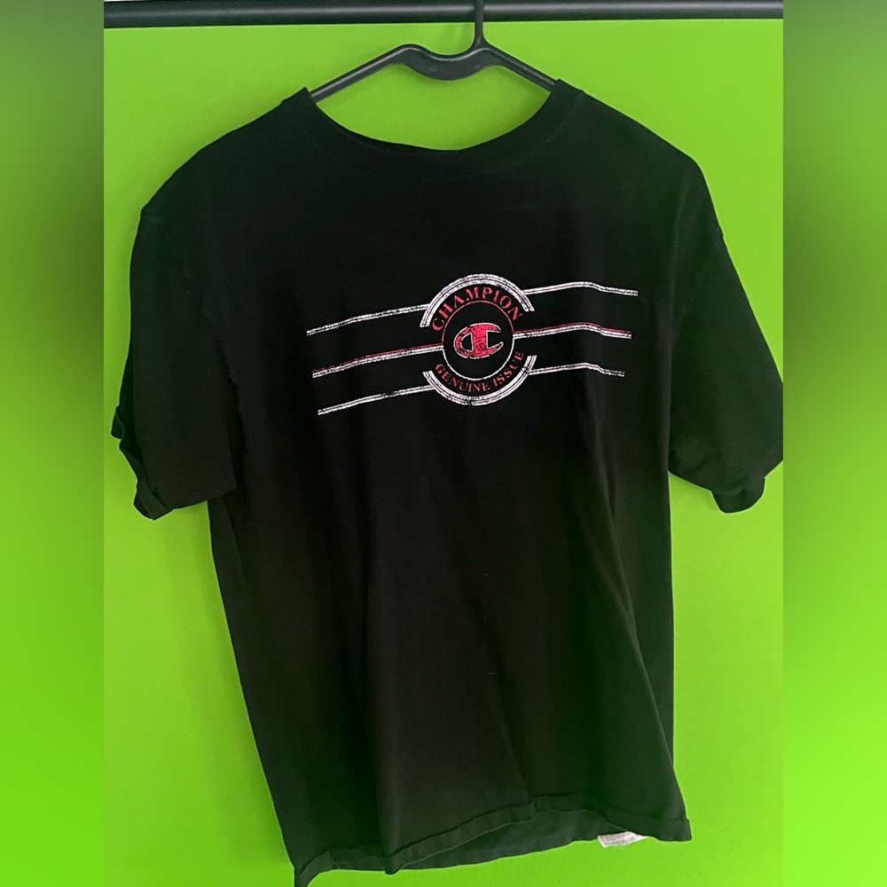 Champion Black Tee with Red Logo